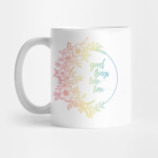 Colored floral sketch with a motivational quote. Mug